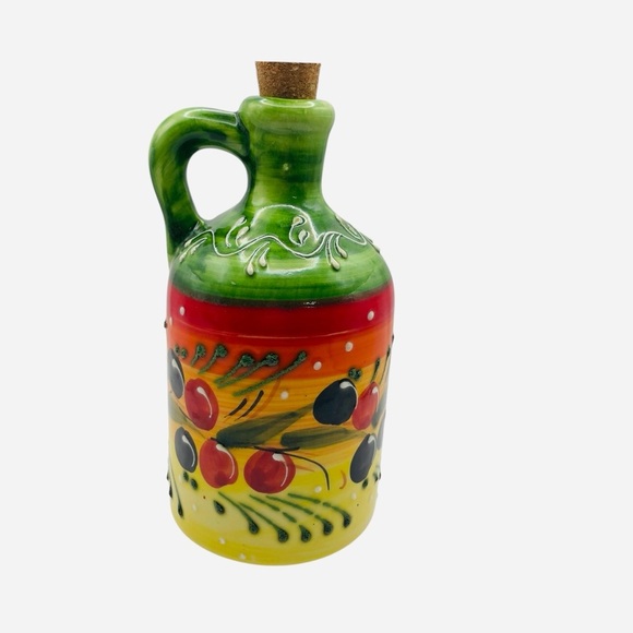 Spanish Oil Pourer. Spanish HNOS PEDRAZ Hand Painted Pottery Pitcher, Oil Jar - Picture 6 of 9